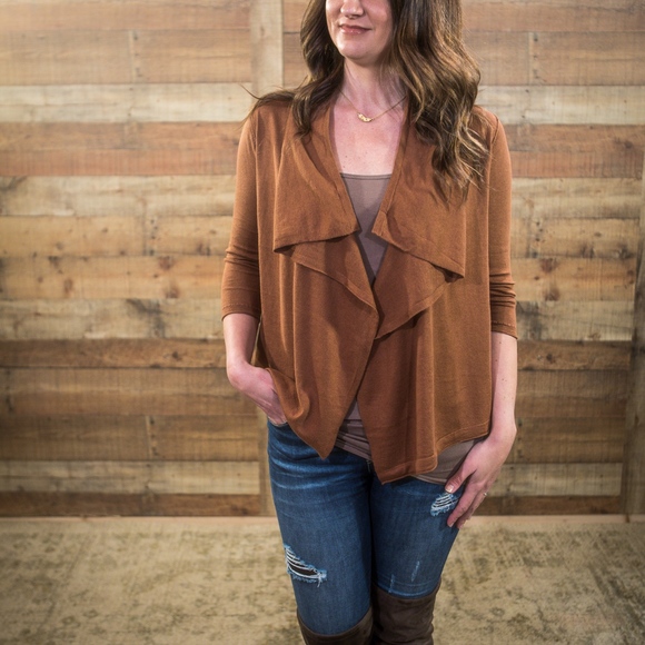 Leaf Peeper Drape Cardigan in Rust - Picture 1 of 3